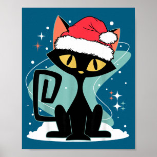 Mid Century Modern Katt Julhatt Jul 70-tal Retro Poster