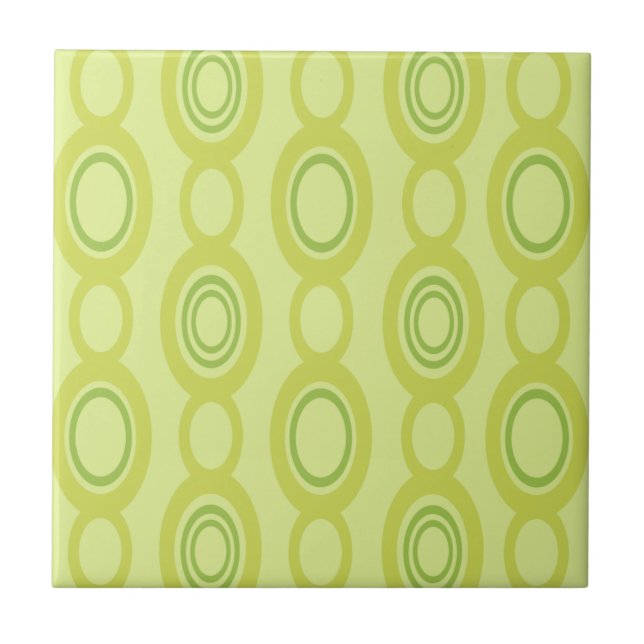 Mid Century Modern Kedjelänkar Chartreuse Kakelplatta (Framsidan)