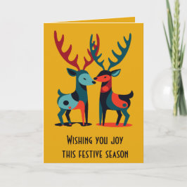 Mid-Century Modern Kitschy Christmas Reindeer Kort