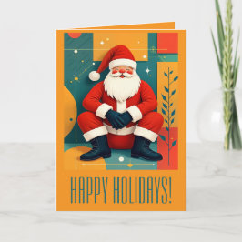 Mid-Century Modern Kitschy Santa Claus Kort