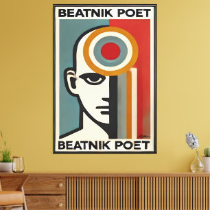 Mid Century Modern konst Beatnik-diktare Canvastryck