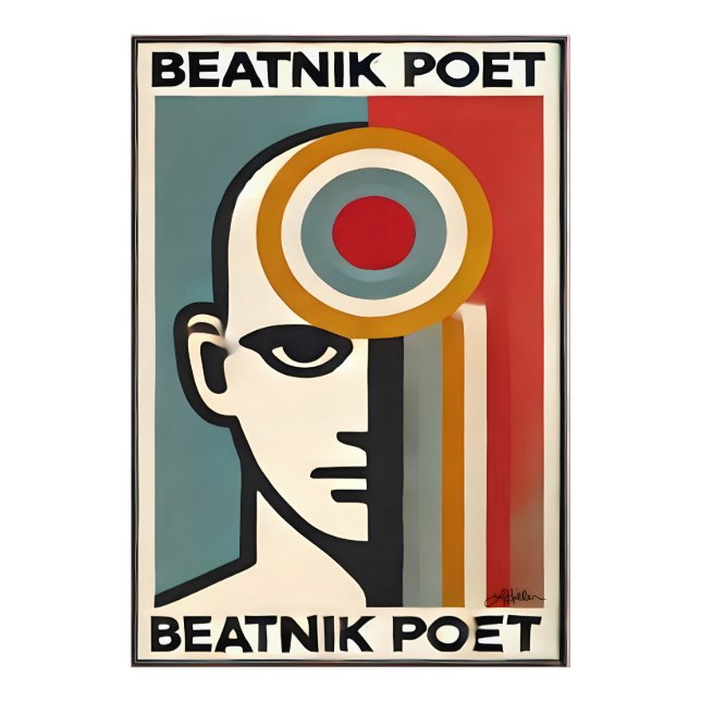 Mid Century Modern konst Beatnik-diktare Fototryck (Framsidan)
