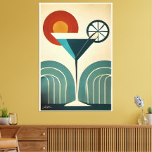 Mid Century Modern konst Bergssoluppgång Martini