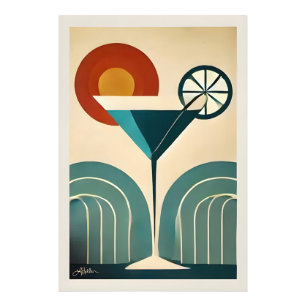 Mid Century Modern konst Bergssoluppgång Martini Fototryck