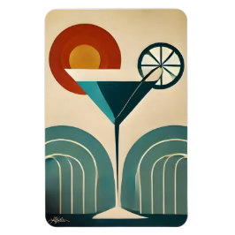 Mid Century Modern konst Bergssoluppgång Martini Magnet