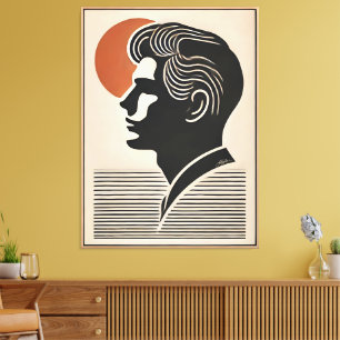 Mid Century Modern konst han följer solen Canvastryck