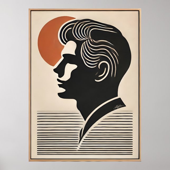 Mid Century Modern konst Han följer solen Poster (Framsidan)