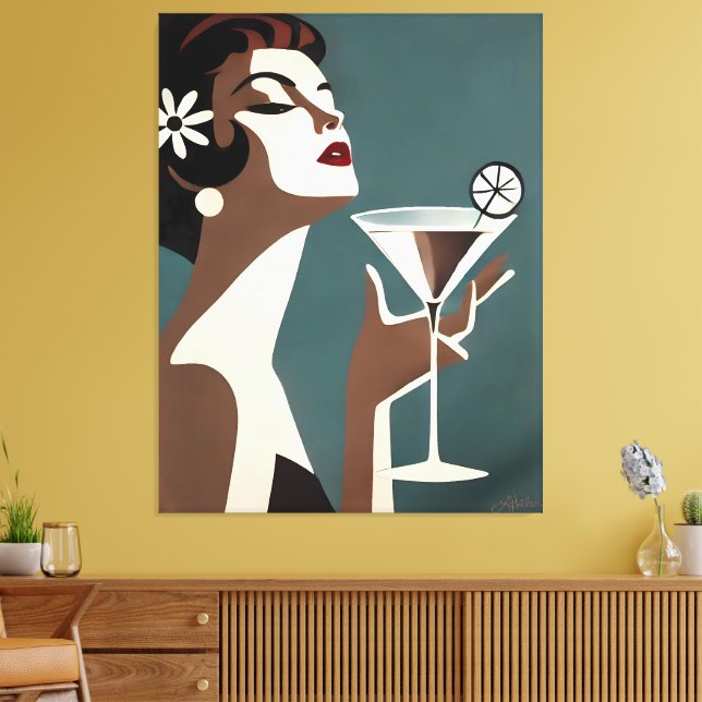 Mid Century Modern Konst Martini DIva Canvastryck (Insitu (Vardagsrum))