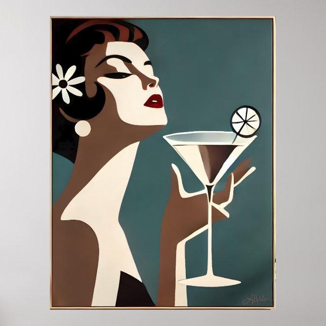 Mid Century Modern Konst Martini DIva Poster (Framsidan)