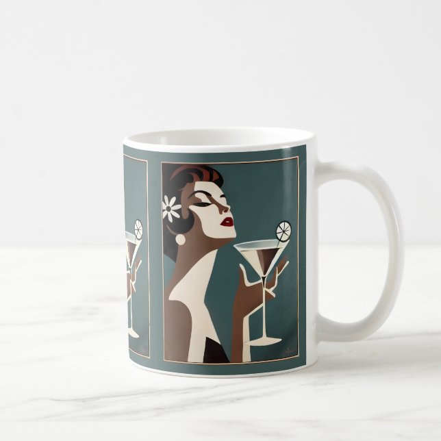 Mid Century Modern Konst Martini-kvinnan Kaffemugg (Höger)