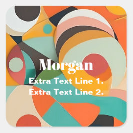 Mid Century Modern konst, namn eller monogram geom Fyrkantigt Klistermärke