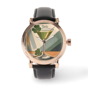 Mid Century Modern konst Shamrock Martini Sláinte! Armbandsur