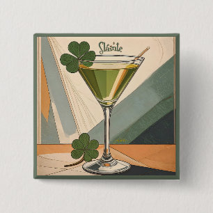 Mid Century Modern konst Shamrock Martini Sláinte! Knapp