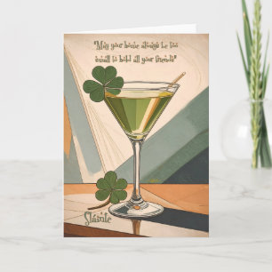 Mid Century Modern konst Shamrock Martini Sláinte! Kort