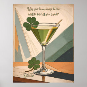 Mid Century Modern konst Shamrock Martini Sláinte! Poster