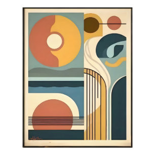Mid Century Modern Konst Soluppgång Solnedgång Fototryck