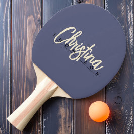 Mid-Century Modern Lavendel Bris Målad Namn Pingisracket