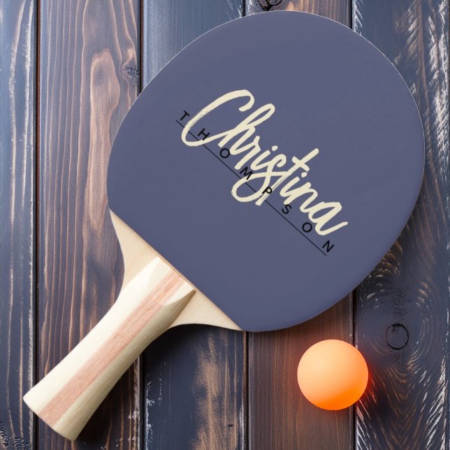 Mid-Century Modern Lavendel Bris Målad Namn Pingisracket (Skapare uppladdad)