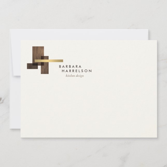 Mid-Century Modern Logotyp Ivory Flat Notecard Anteckningskort (Framsida)