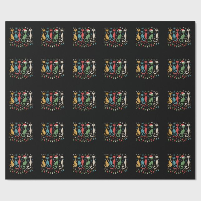 Mid Century Modern Look Katter Jul Retro 50-60 tal Presentpapper (Platt)