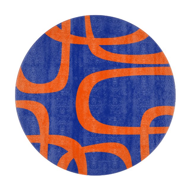 Mid Century Modern Loop-mönster Djärk Blå Orange (Framsidan)
