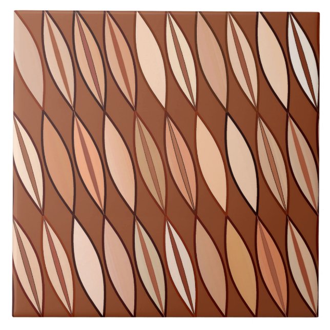 Mid Century Modern Löv, Cocoa Brown och Beige Kakelplatta (Framsidan)