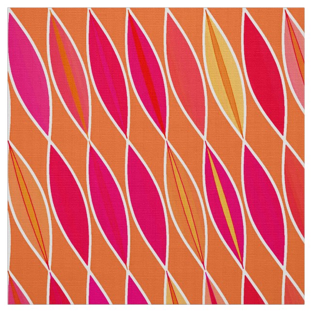 Mid Century Modern Löv, Fuchsia Rosa och Orange Tyg (Provkarta)