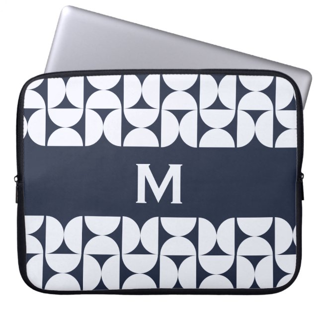 Mid-Century Modern Marin Geometrisk Datorfodral (Framsidan)