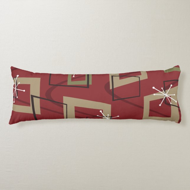Mid Century Modern Maroon Kroppskudde (Framsidan)