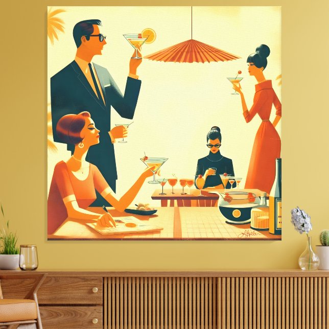 Mid Century Modern - Martini Cocktail-kritiker Canvastryck (Insitu (Vardagsrum))