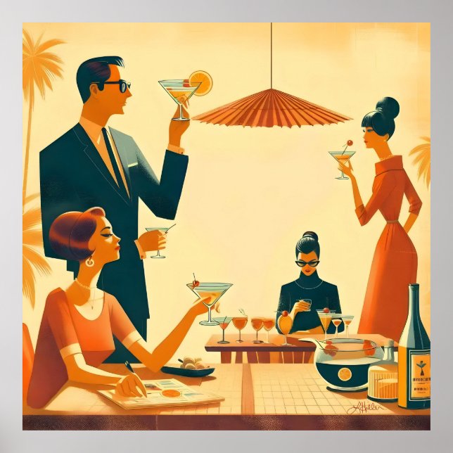 Mid Century Modern - Martini Cocktail-kritiker Poster (Framsidan)