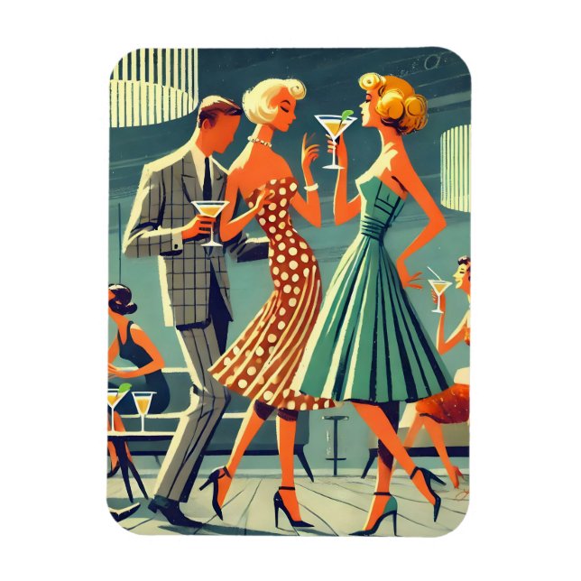 Mid Century Modern Martini Dans Cocktailfest Magnet (Vertikal)
