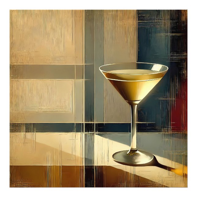 Mid Century Modern Martini i en månstråle Fototryck (Framsidan)