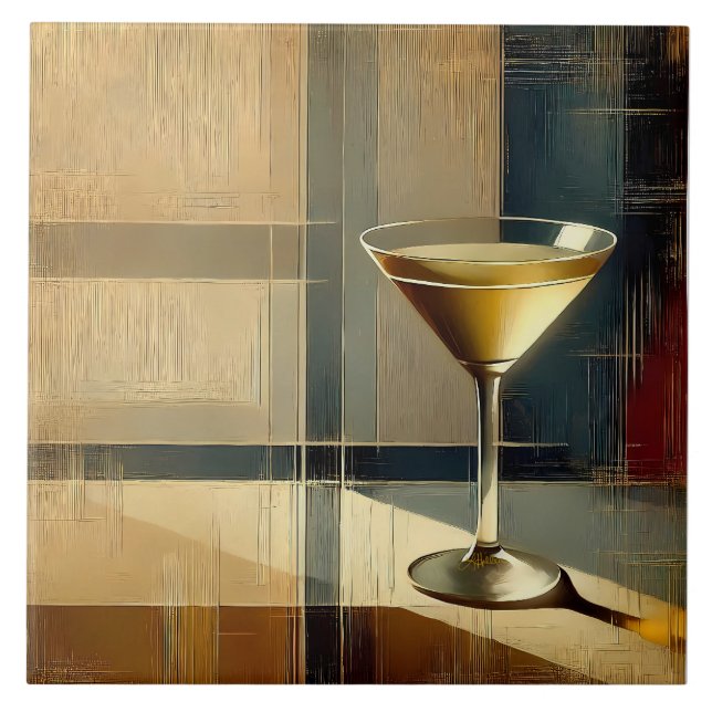 Mid Century Modern Martini i en månstråle Kakelplatta (Framsidan)