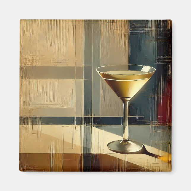 Mid Century Modern Martini i en månstråle Magnet (Framsidan)