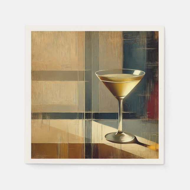 Mid Century Modern Martini i en månstråle Pappersservett (Framsidan)