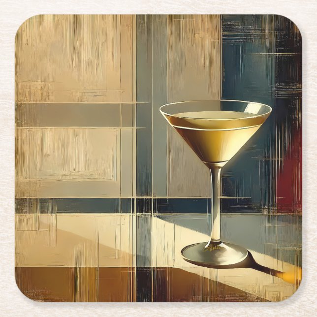 Mid Century Modern Martini i en månstråle Underlägg Papper Kvadrat (Framsidan)