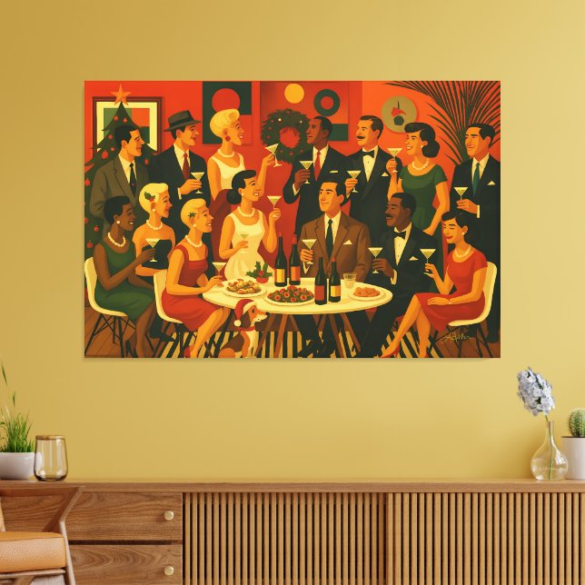 Mid Century Modern Martini Intellectuals Christmas Canvastryck (Insitu (Vardagsrum))