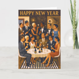 Mid Century Modern Martini Intellectuals New Year Kort