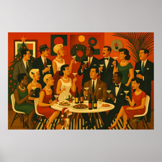 Mid Century Modern Martini Intellektuella Jul Poster (Framsidan)