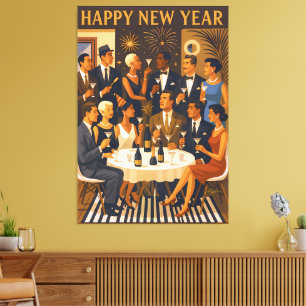 Mid Century Modern Martini Intellektuella Nyår Canvastryck