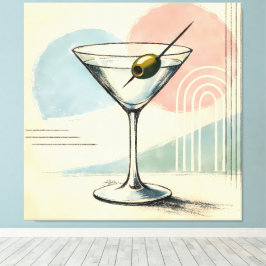 Mid Century Modern Martini Pastell Minimalistisk K Canvastryck