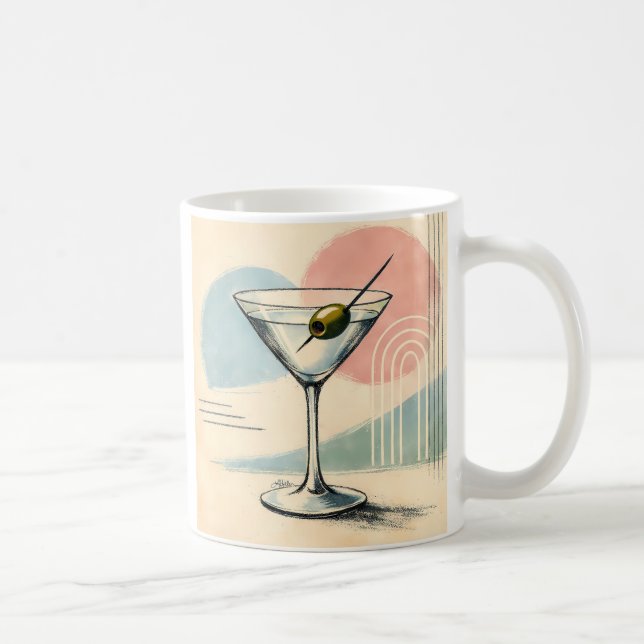 Mid Century Modern Martini Pastell Minimalistisk K Kaffemugg (Höger)