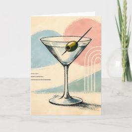 Mid Century Modern Martini Pastell Minimalistisk K Kort