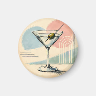 Mid Century Modern Martini Pastell Minimalistisk K Magnet