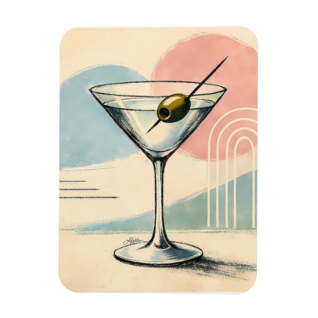 Mid Century Modern Martini Pastell Minimalistisk K Magnet (Vertikal)