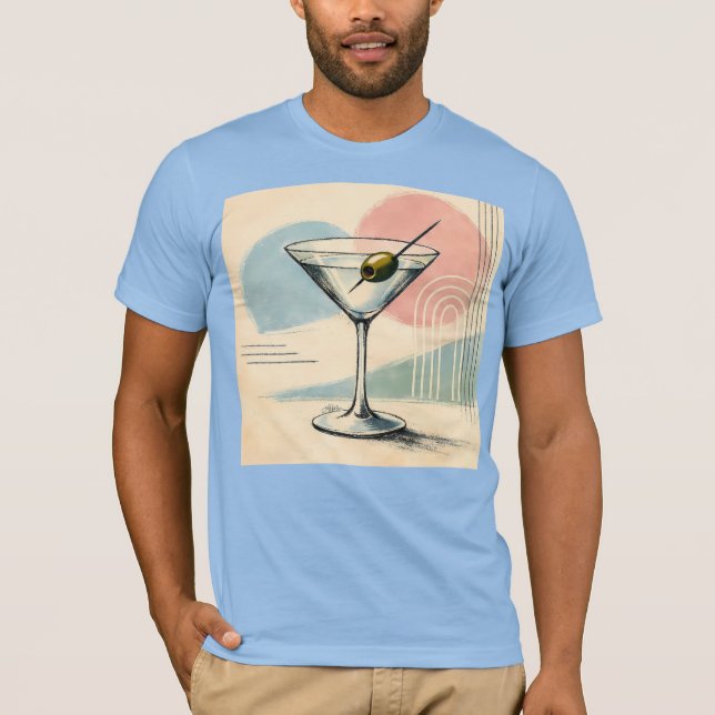 Mid Century Modern Martini Pastell Minimalistisk K T Shirt (Framsida)