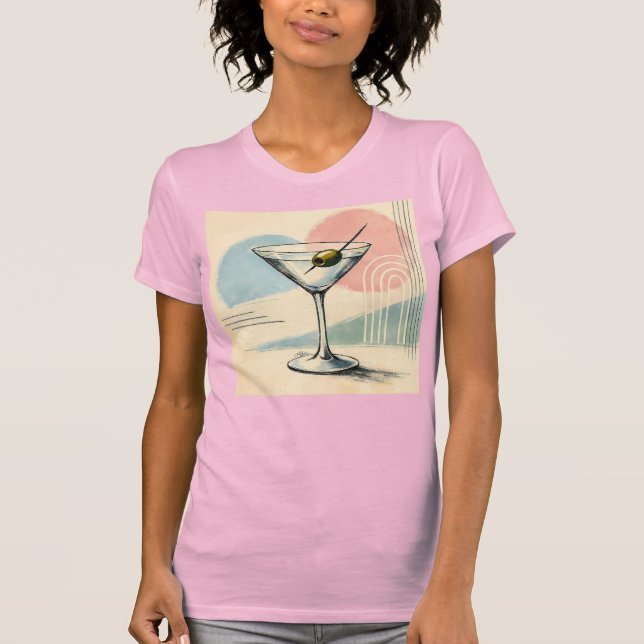 Mid Century Modern Martini Pastell Minimalistisk K T Shirt (Framsida)