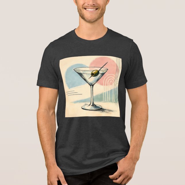 Mid Century Modern Martini Pastell Minimalistisk K T Shirt (Framsida)