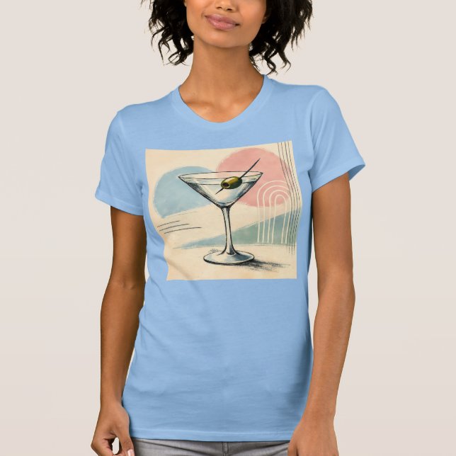Mid Century Modern Martini Pastell Minimalistisk K T Shirt (Framsida)